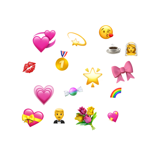 Разноцветные сердечки смайлики