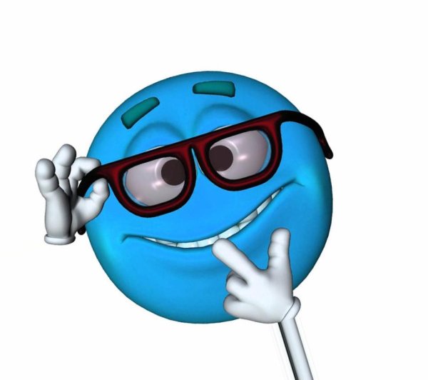 Синий смайлик в очках