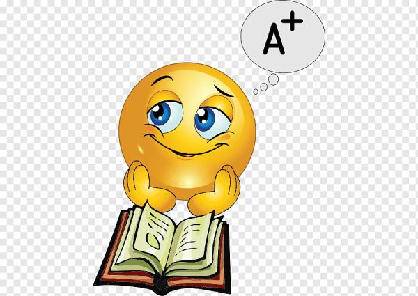 Смайлик с книжкой на прозрачном фоне