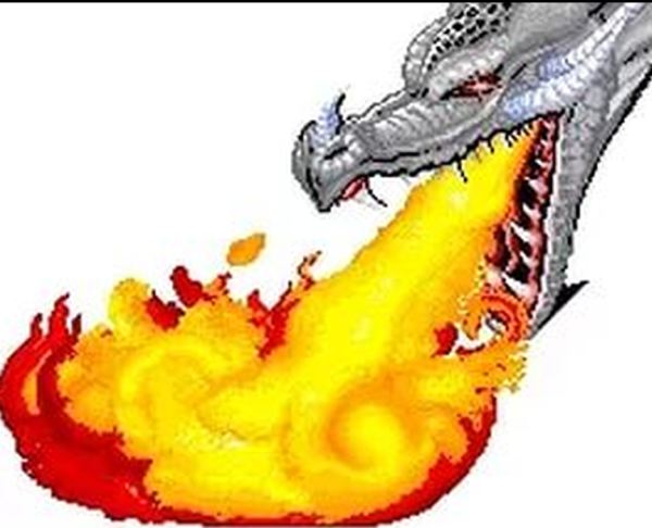 Анимированный огнедышащий дракон