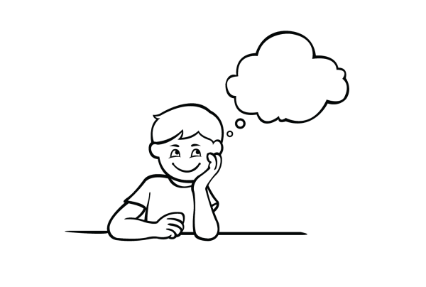 Раскраска мальчик думает