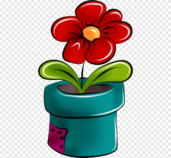 Мультяшные цветочки в горшке