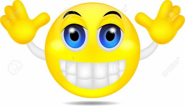 Смайлик с поднятой рукой вверх