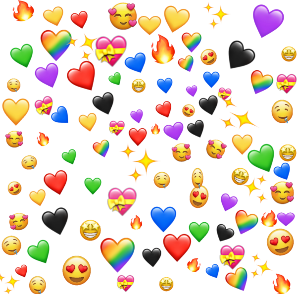 Много разноцветных сердечек