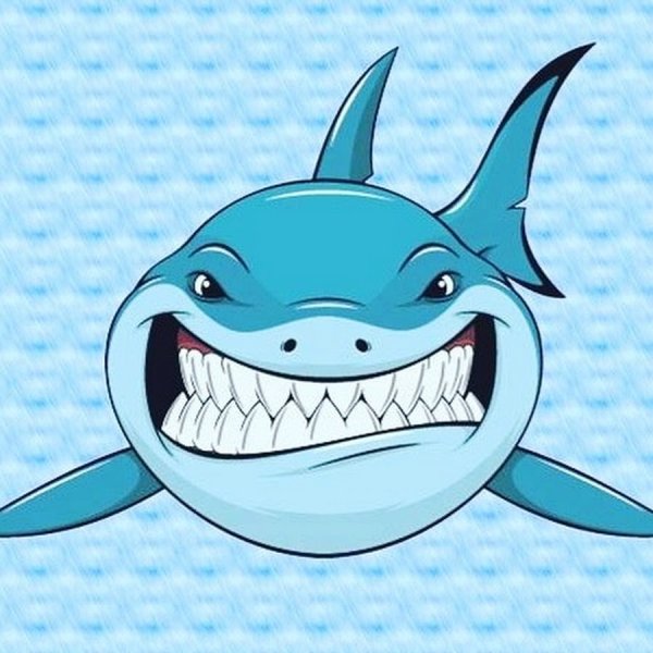 Акула улыбается стикер