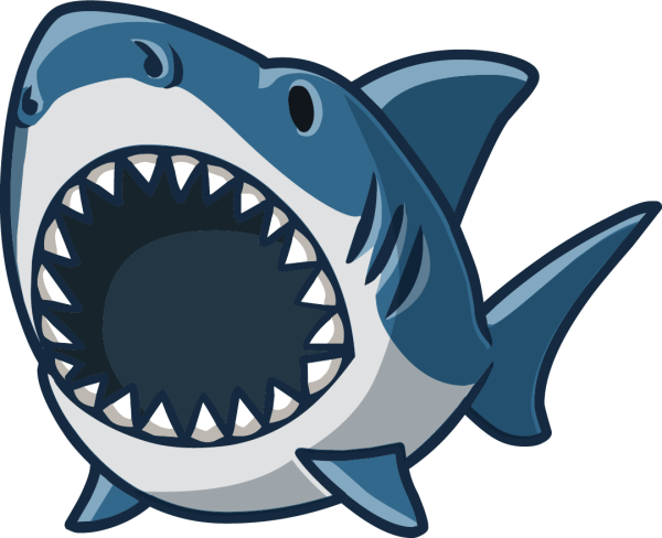 Мультяшная акула с открытой пастью