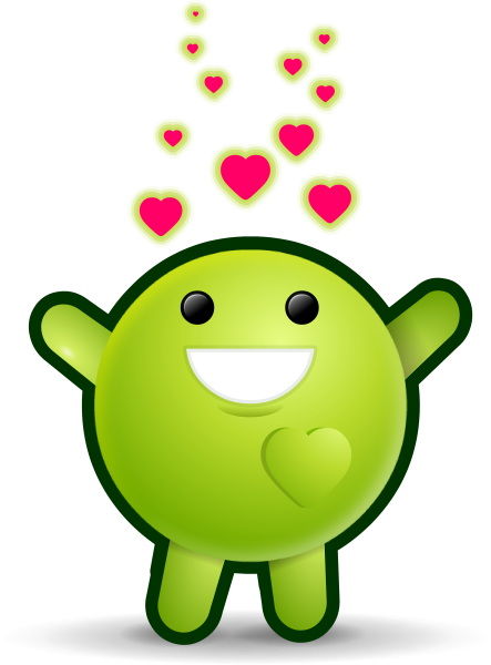 Зеленый смайлик с рожками