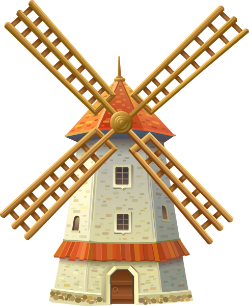 Мельница на белом фоне