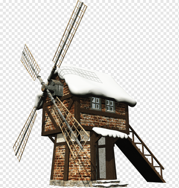 Мельница на белом фоне