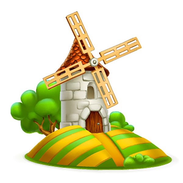 Мультяшный мельница на прозрачном фоне