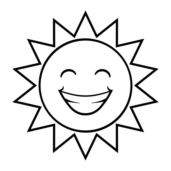 Улыбающееся солнце черно белое