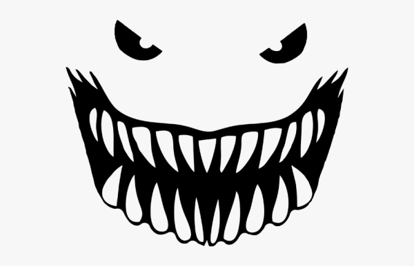 Зловещая улыбка на черном фоне