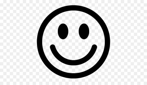 Улыбающийся смайлик на прозрачном фоне черно белый