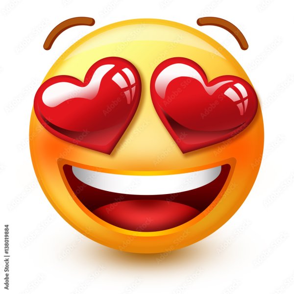 Смайлик с сердечками в глазах и высунутым языком