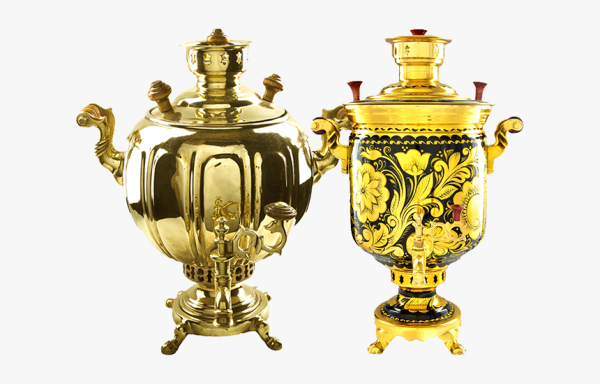 Самовар на белом фоне с чайником