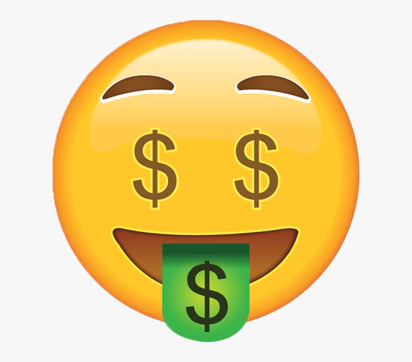 Смайлик с долларами в глазах
