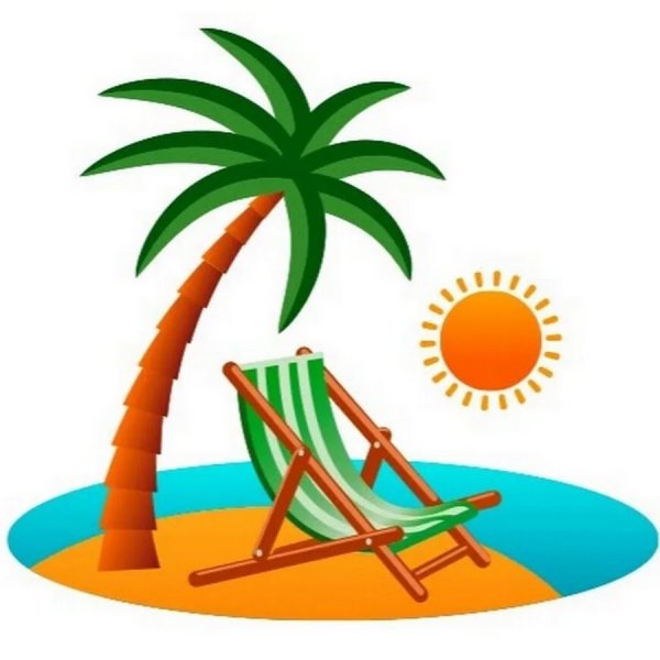 Пальма и шезлонг вектор