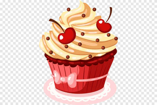 Пирожное с вишенкой на белом фоне