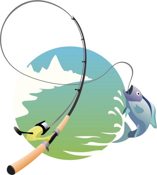 Рыболовные снасти на прозрачном фоне