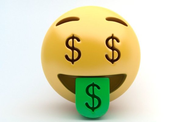 Смайлик с долларами в глазах