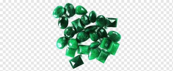 Россыпь изумрудов на прозрачном фоне