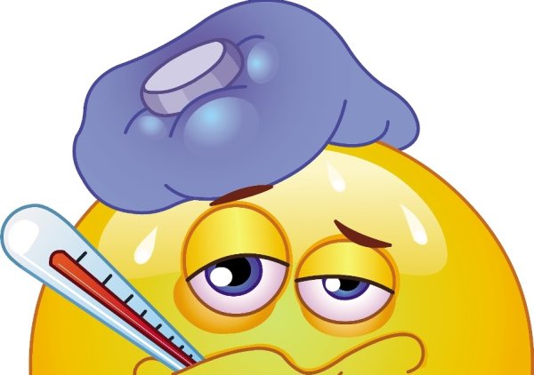 Больной смайлик с градусником