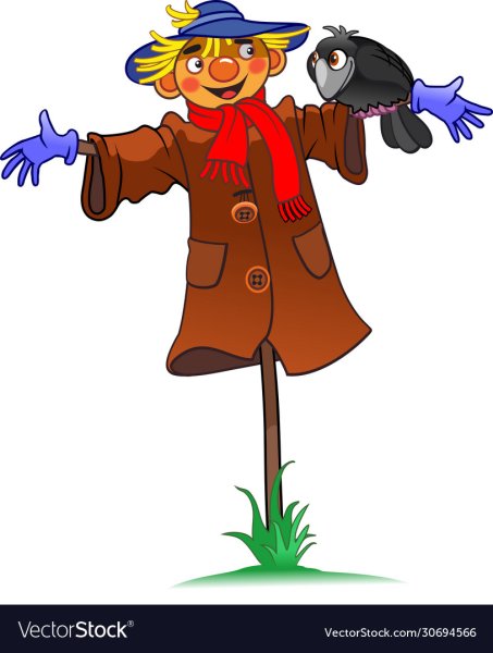 Пугало огородное на белом фоне