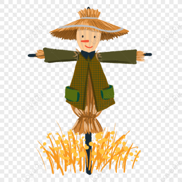 Пугало огородное на белом фоне