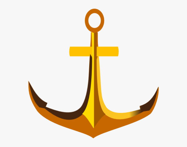 Значок якорь золотой