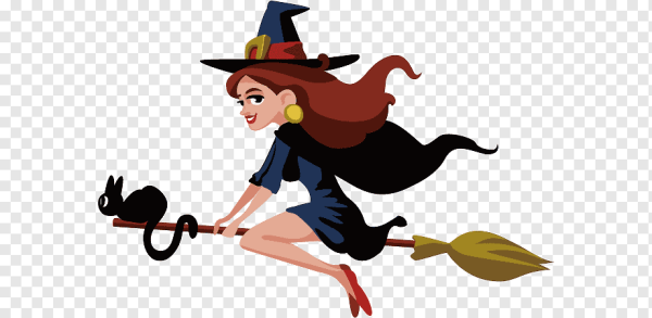 Мультяшная ведьма на метле
