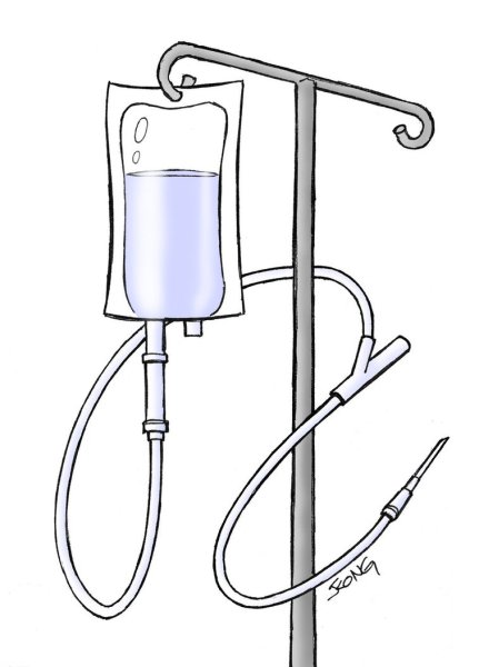 Медсестра на фоне капельницы