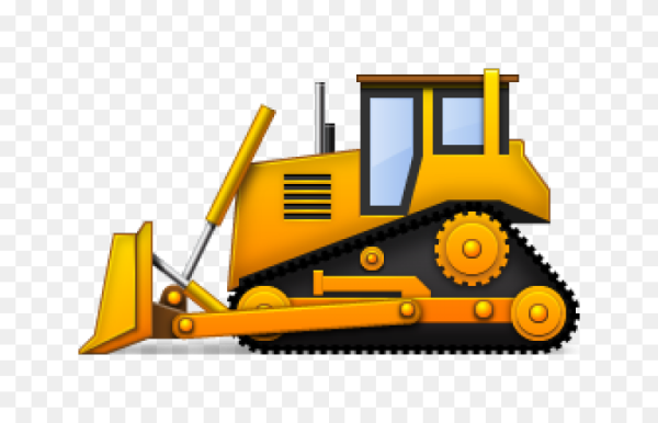 Жёлтый бульдозер мультяшный