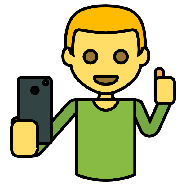 Смайлик с телефоном в руках