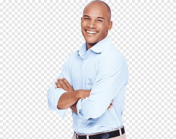 Сервисная улыбка человек на белом фоне