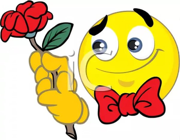 Смайлик дарит розу