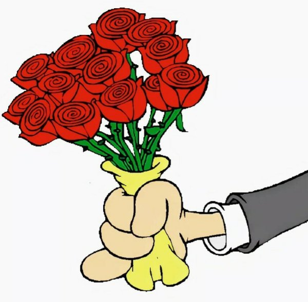 Дарит цветы