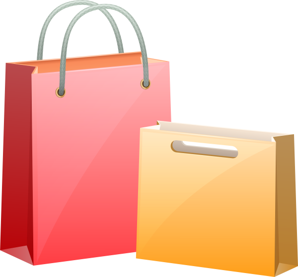 Пакеты с покупками на прозрачном фоне