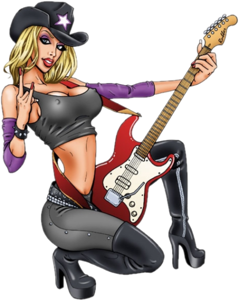 Шарж девушка с гитарой