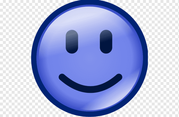 Синий смайлик улыбается