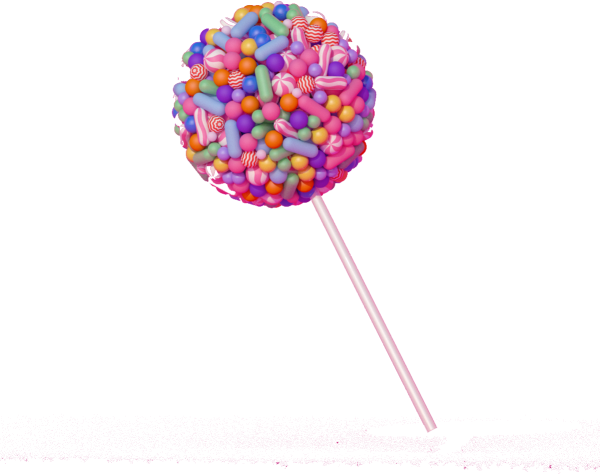Конфеты летят на прозрачном фоне