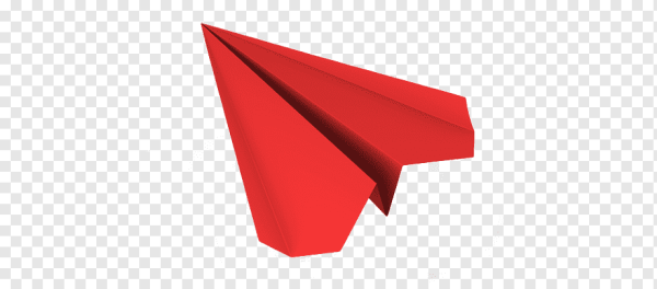 Бумажный самолет без фона красный