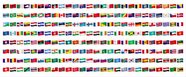 Флаги государств на прозрачном фоне