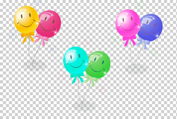 Веселые шарики на прозрачном фоне