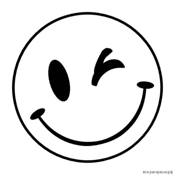 Подмигивающий смайлик контур