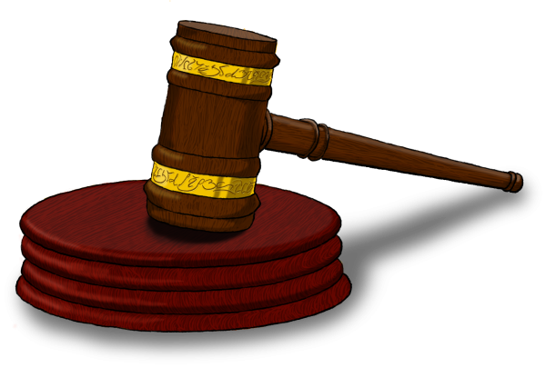 Молоток судьи на прозрачном фоне