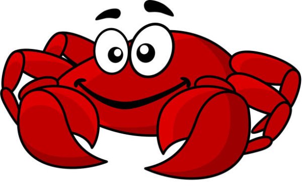 Краб на белом фоне мультяшный
