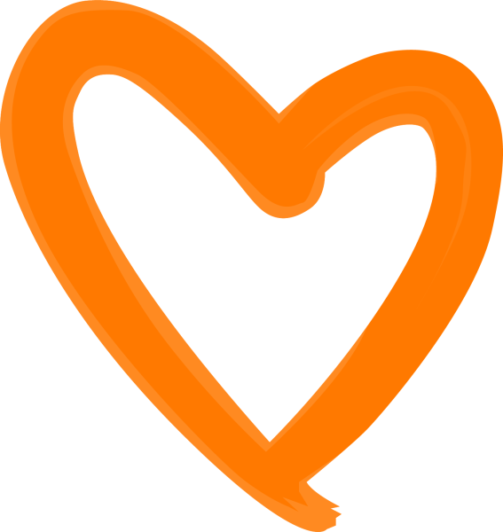 Оранжевое сердце на белом фоне