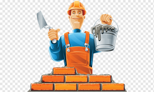 Каменщик на белом фоне
