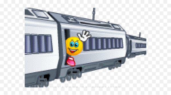 Смайлик едет на поезде