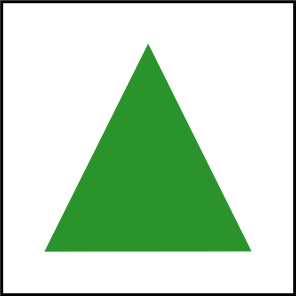 Зеленый треугольник на белом фоне